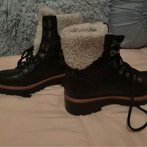 Marc Fisher Black Ankle Boots with Shearling Lining